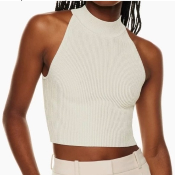 Pink aritzia Babaton sculpt knit mockneck halter top - Picture 1 of 3